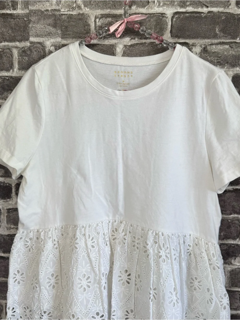 Broome Street Kate Spade peplum tee shirt top white eyelet